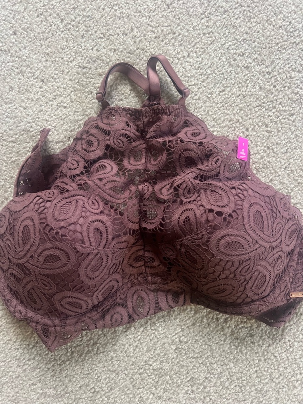 NWT PINK Victoria's Secret High Neck Bralette L